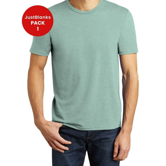 JustBlanks Mens Perfect Tri Shoulder to shoulder taping 1x1 rib knit neck Crew Neck T Shirt