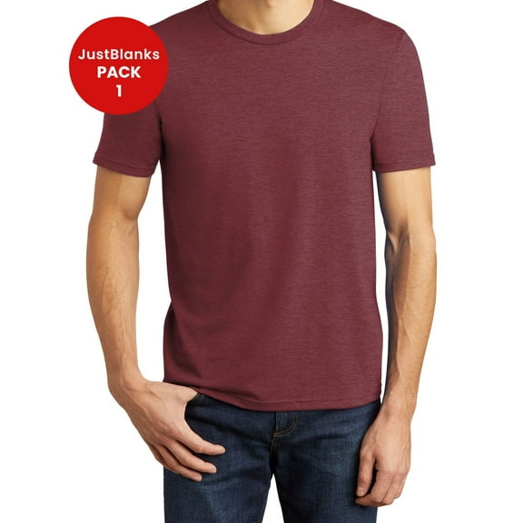 JustBlanks Mens Perfect Tri Shoulder to shoulder taping 1x1 rib knit neck Crew Neck T Shirt