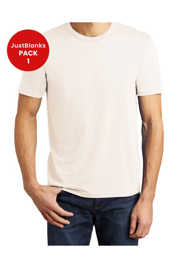 Men's Perfect Tri Tear-away label Shoulder to shoulder taping 1x1 rib knit neck Crew Neck T-Shirt