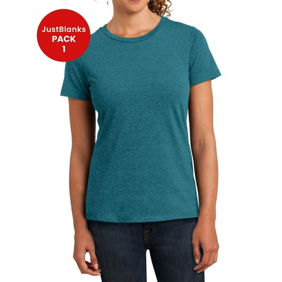 JustBlanks Perfect Blend CVC Tee 100 Pure Tee Perfection Rib Knit Neck