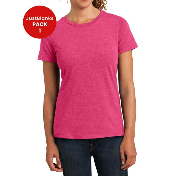 JustBlanks Perfect Blend CVC Tee 100 Pure Tee Perfection Rib Knit Neck