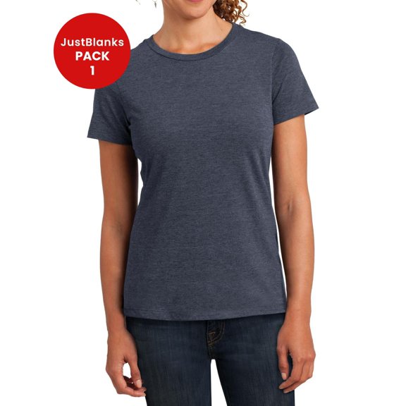 JustBlanks Perfect Blend CVC Tee 100 Pure Tee Perfection Rib Knit Neck