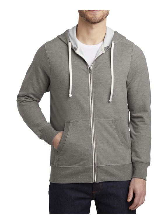 Full-Zip Hoodie Jacket Tri Blend French Terry Lightweight Layer Long Sleeve Front Pockets
