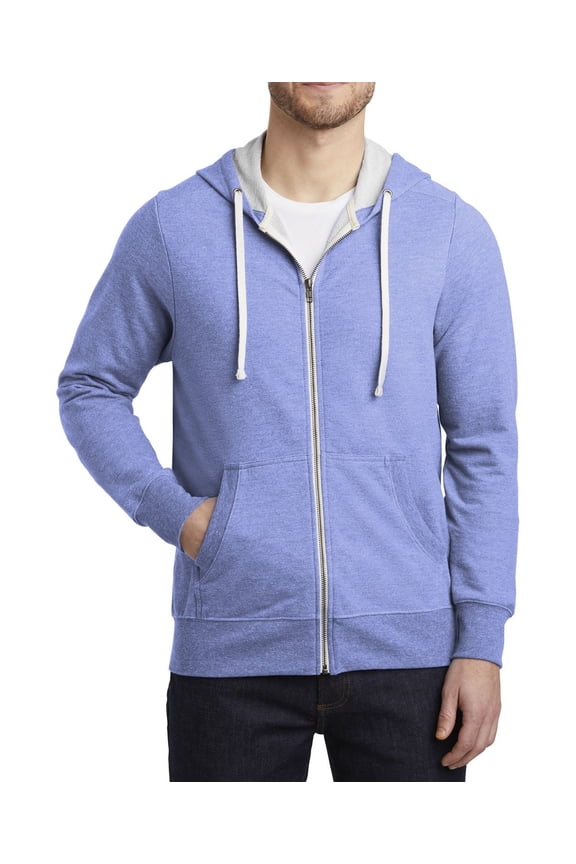 Full-Zip Hoodie Jacket Tri Blend French Terry Lightweight Layer Long Sleeve Front Pockets