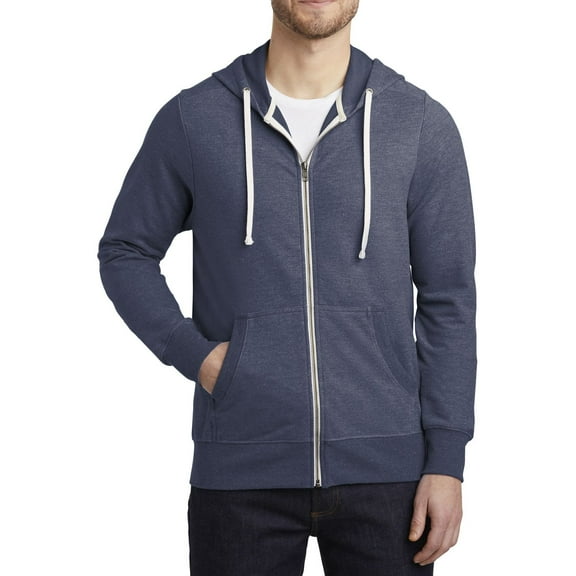 JustBlanks Full-Zip Hoodie Jacket Tri Blend French Terry Lightweight Layer Long Sleeve Front Pockets