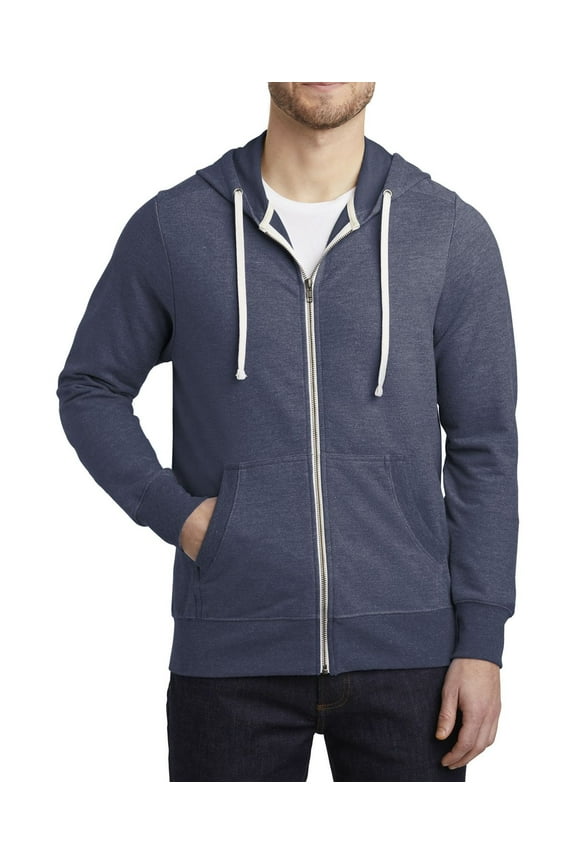 Full-Zip Hoodie Jacket Tri Blend French Terry Lightweight Layer Long Sleeve Front Pockets
