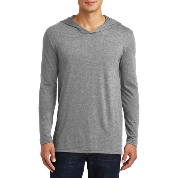 JustBlanks Perfect Tri Long Sleeve Hoodie Shoulder To Shoulder Taping, Grey Frost, 3XL
