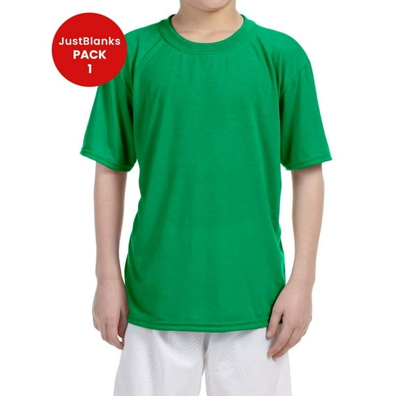 JustBlanks Performance Youth T Shirt Moisture Management Odor Control with a Soft Hand of Cotton