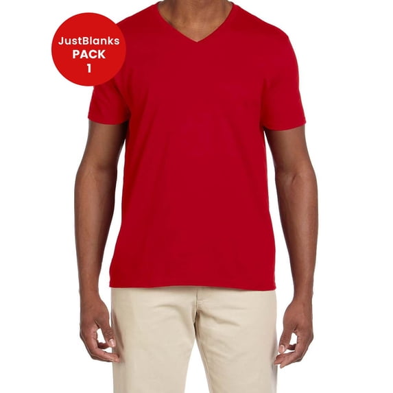 JustBlanks Softstyle V Neck T Shirt Modern Classic Fit Taped Neck Shoulders for Comfort