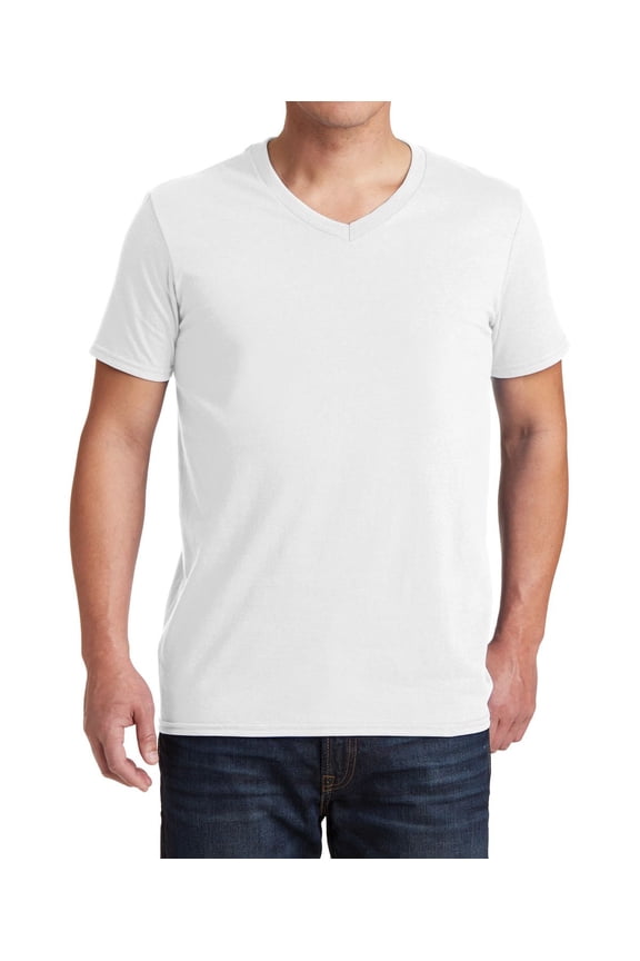Softstyle V Neck T Shirt Modern Classic Fit Taped Neck Shoulders for Comfort