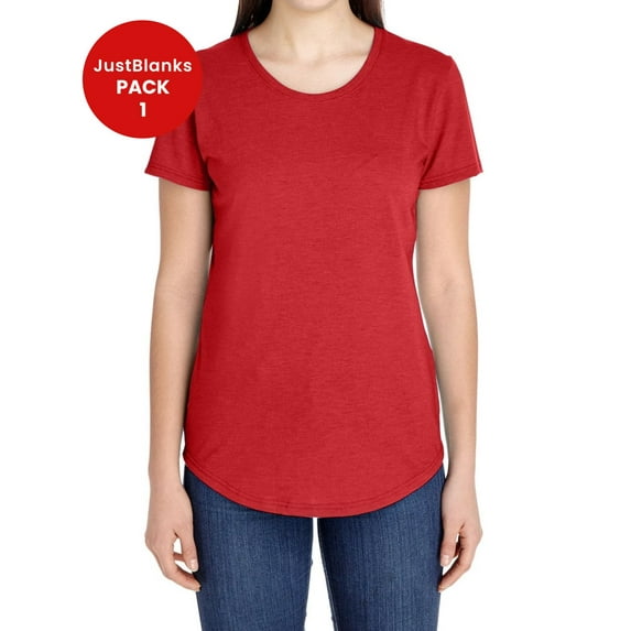 JustBlanks Softstyle Women Triblend T Shirt Moisture Management Properties Taped Neck Narrow Width Rib Collar