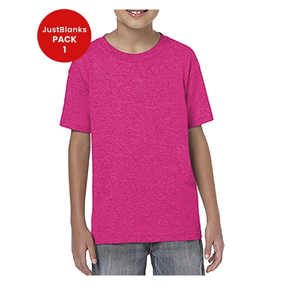 JustBlanks Softstyle Youth T Shirt Classic Fit Taped Neck Shoulders High Stitch
