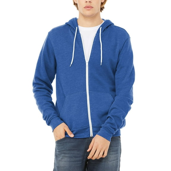 JustBlanks Full Zip Hoodie Sweatshirt Soft Cotton Blend Fleece Front Pockets Long Sleeve Casual Zip Up