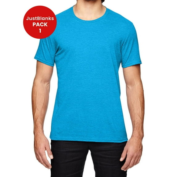 JustBlanks Tri Blend Tee Semi Fitted Silhouette Single Needle Topstitched Front Neck