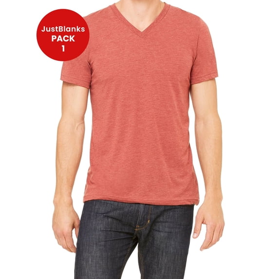 JustBlanks Triblend V Neck Short Sleeve Tee Side Seams Sizing Retail Fit Pre Shrunk