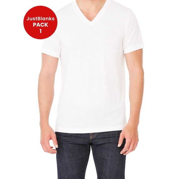 JustBlanks Triblend V Neck Short Sleeve Tee Side Seams Sizing Retail Fit Pre Shrunk