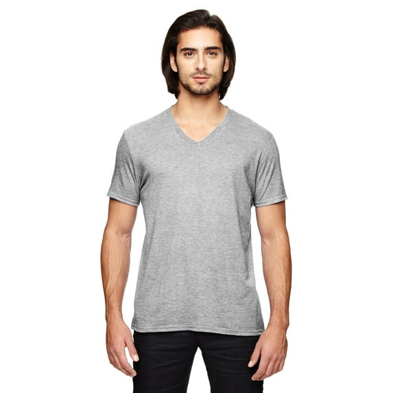 JustBlanks Triblend V Neck T Shirt Double Needle Stitched Sleeves Bottom Hem Side Seams