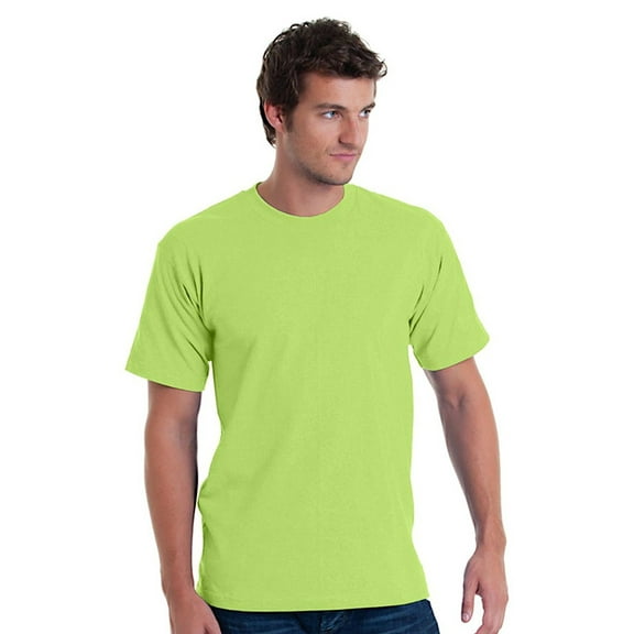 JustBlanks USAMade 100% Cotton T Shirt Shoulder To Shoulder Taping, Lime Green, L