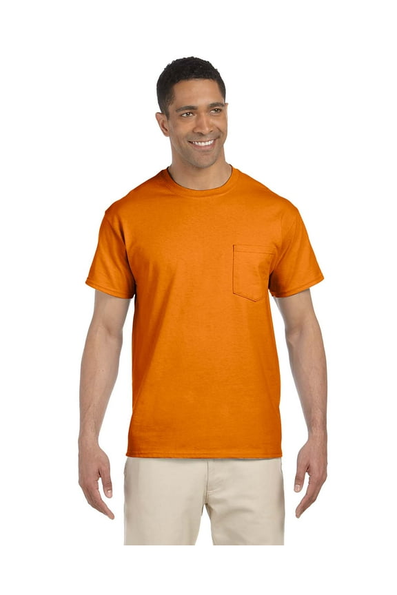 Ultra Cotton Pocket T-Shirt Rib Collar Taped Neck And Shoulders For Comfort And Durability, S ORANGE, 4X