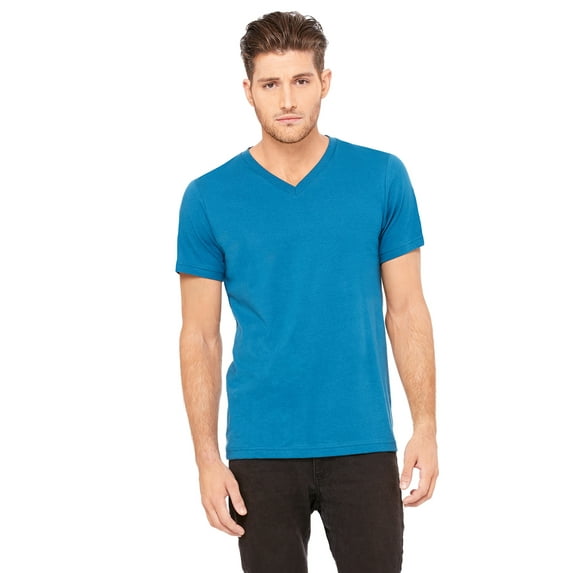 JustBlanks Jersey V Neck Tee Shoulder to Shoulder Taping Pre Shrunk
