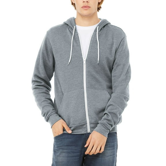 JustBlanks Full Zip Hoodie Sweatshirt Soft Cotton Blend Fleece Front Pockets Long Sleeve Casual Zip Up