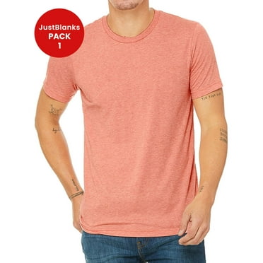 JustBlanks Unisex Triblend Short Sleeve Tee Lightweight T-Shirt Crewneck Tee Side Seams Retail Fit T-Shirt for Unisex Adult - Sunset Triblend - Medium