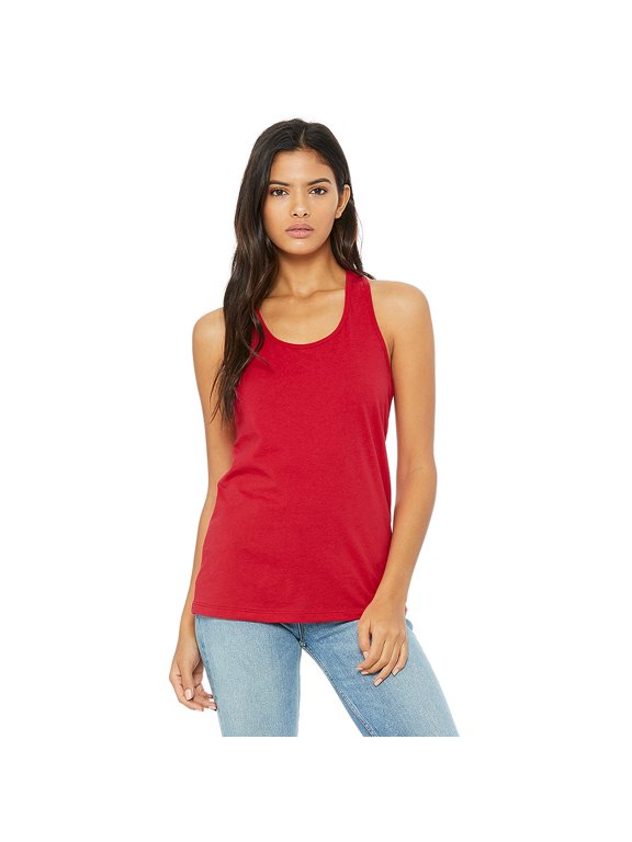 Women Jersey Racerback Tank Pre Shrunk Relaxed Fit Merrowed Bottom Hem