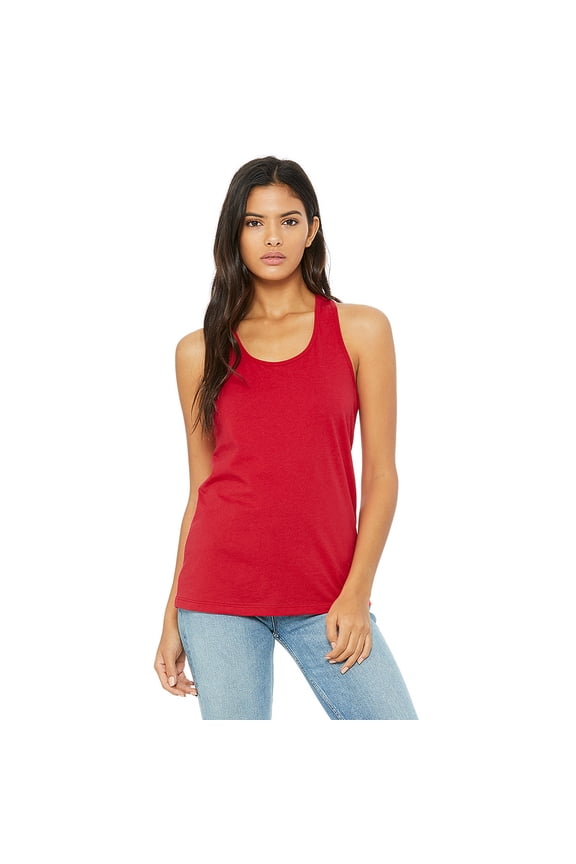 Women Jersey Racerback Tank Pre Shrunk Relaxed Fit Merrowed Bottom Hem