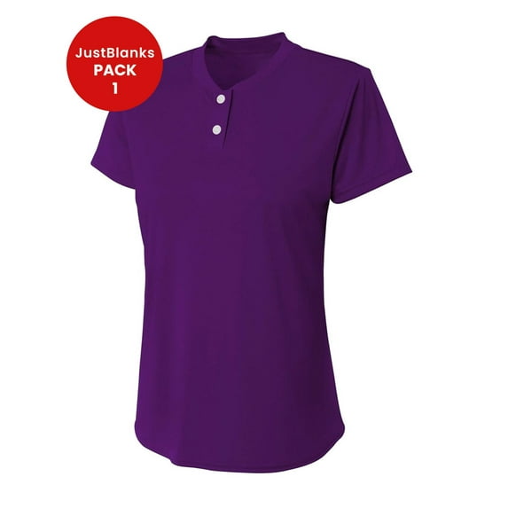 JustBlanks Women Short Sleeve Relaxed Fit Lightweight Performance 2 Button Athletic Henley T Shirts