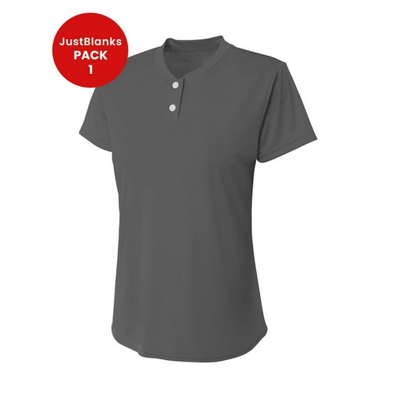 JustBlanks Women Short Sleeve Relaxed Fit Lightweight Performance 2 Button Athletic Henley T Shirts