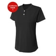 thumbnail image 1 of JustBlanks Women Short Sleeve Relaxed Fit Lightweight Performance 2 Button Athletic Henley T Shirts, 1 of 1