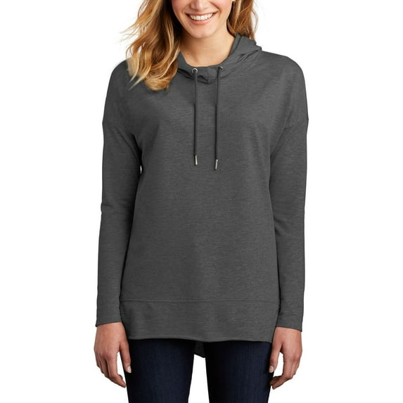 JustBlanks Womens Featherweight French Terry Hoodie Cotton Polyester Blend Long Sleeves Cowl Neck