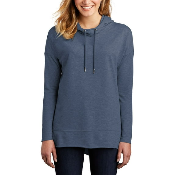 JustBlanks Womens Featherweight French Terry Hoodie Cotton Polyester Blend Long Sleeves Cowl Neck