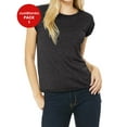 thumbnail image 1 of JustBlanks Women Flowy Rolled Cuffs Muscle Tee Rolled cuffs Hi low raw bottom hem, 1 of 1