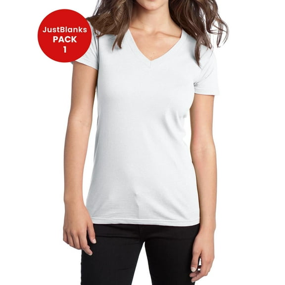 JustBlanks Juniors The Concert 30 singles 100 soft spun Cotton 4.5 ounce. Weight T SHIRT V Neck