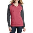 thumbnail image 1 of JustBlanks Women’s Lightweight Fleece Raglan Hoodie, Heathered Red/ Heathered Charcoal, 4XL, 1 of 1