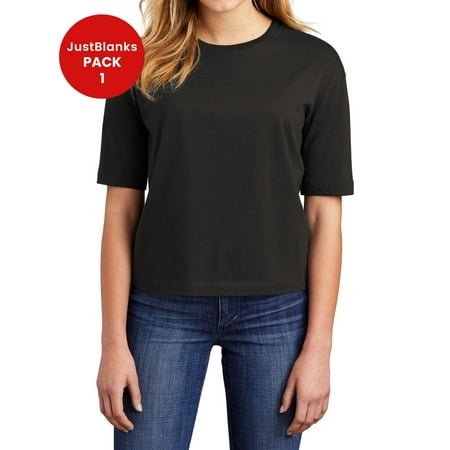 JustBlanks Long Sleeve Tees for Women Performance Boxier Fit Crewneck Tee Shirt