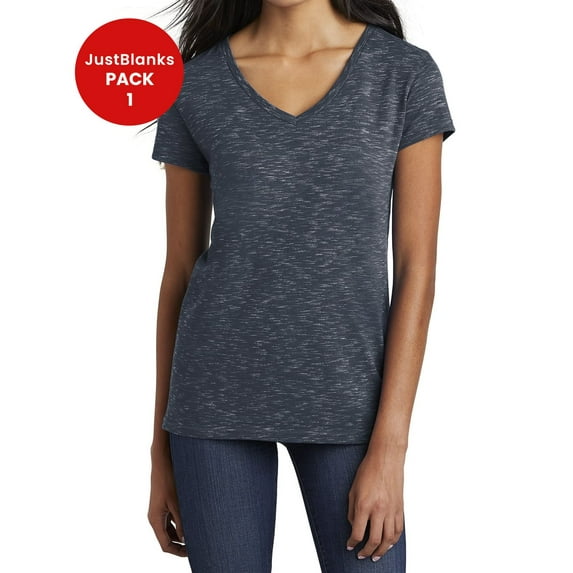 JustBlanks Womens Soft Lightweight V Neck Relaxed Fit Breathable Cotton Blend T Shirt