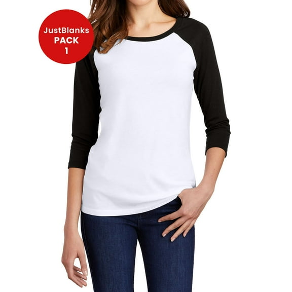 JustBlanks Ladies Tri 3 4 Sleeve Raglan Rib Knit Neck 4.5 oz