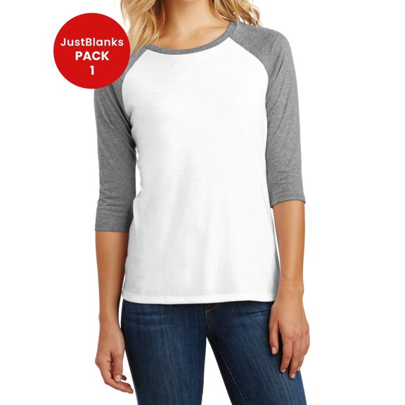 JustBlanks Ladies Tri 3 4 Sleeve Raglan Rib Knit Neck 4.5 oz