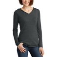 thumbnail image 1 of JustBlanks Womens Tri Blend Long Sleeve V Neck Lightweight Hoodie T-Shirt, 1 of 1
