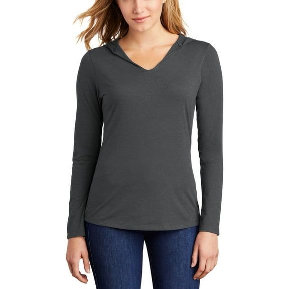 JustBlanks Women's Perfect Tri Long Sleeve Hoodie, Charcoal, 4XL