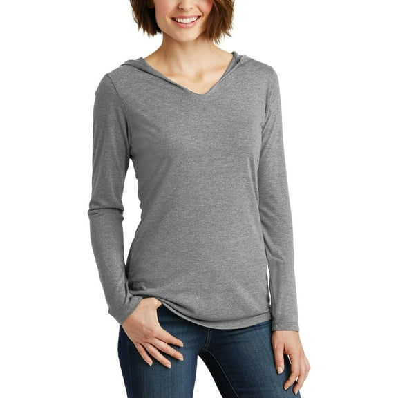 JustBlanks Women's Perfect Tri Long Sleeve Hoodie, Grey Frost, 4XL