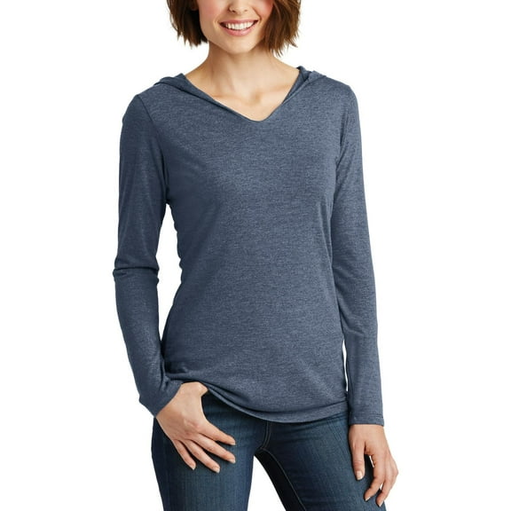 JustBlanks Women's Perfect Tri Long Sleeve Hoodie, Navy Frost, 4XL