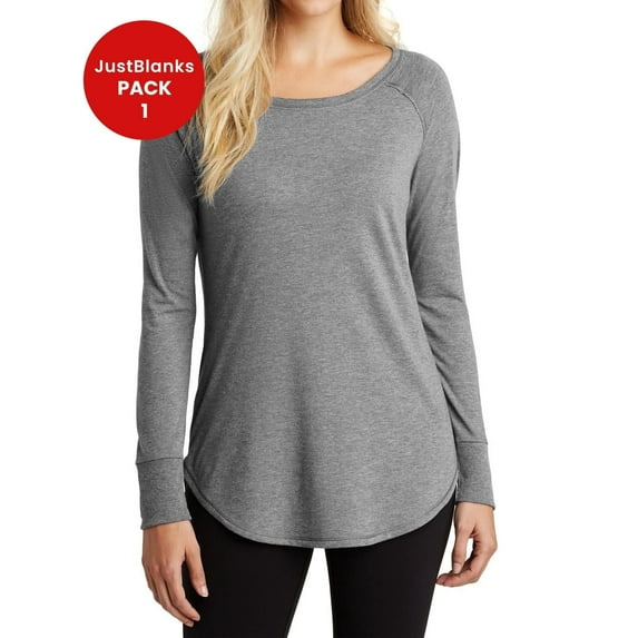 JustBlanks Women Tri Long Sleeve Tunic Lightweight Soft Crew