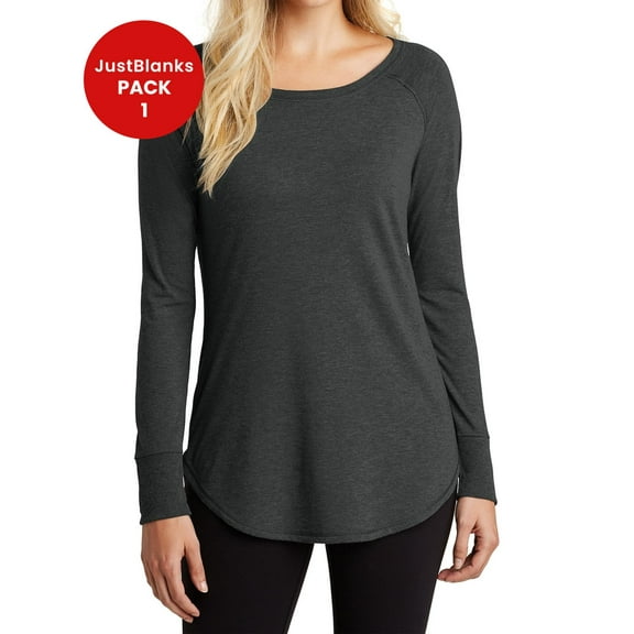 JustBlanks Women Tri Long Sleeve Tunic Lightweight Soft Crew