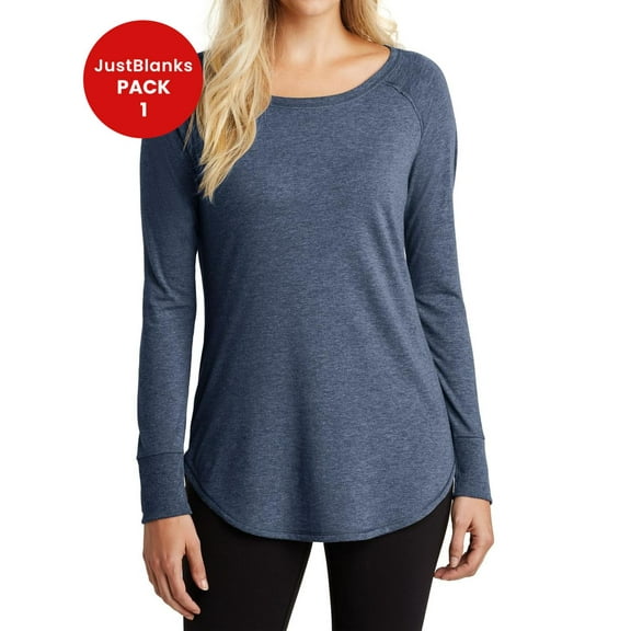 JustBlanks Women Tri Long Sleeve Tunic Lightweight Soft Crew