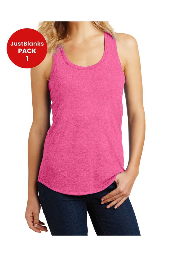 Women Tri Racerback Tank Back Neck Tape Curved Hem Arm Openings