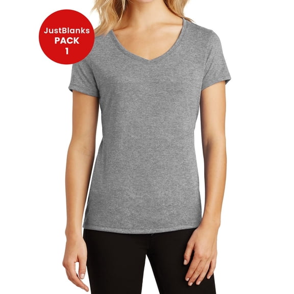 JustBlanks Women Perfect Tri Shoulder to shoulder taping 4.5 ounce V Neck T Shirt