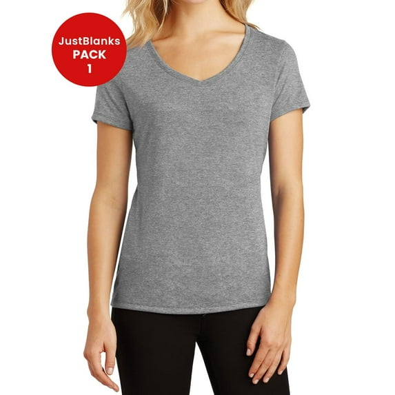 JustBlanks Women Perfect Tri Shoulder to shoulder taping 4.5 ounce V Neck T Shirt